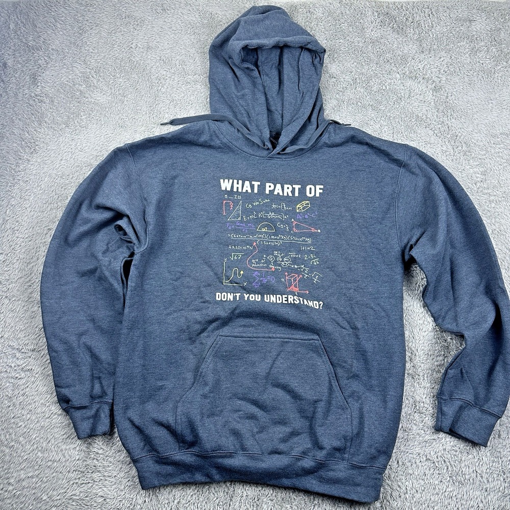 Men's Gray Hoodie Math Science Graphic Sweatshirt Size M Funny‎ Geek - Picture 8 of 10